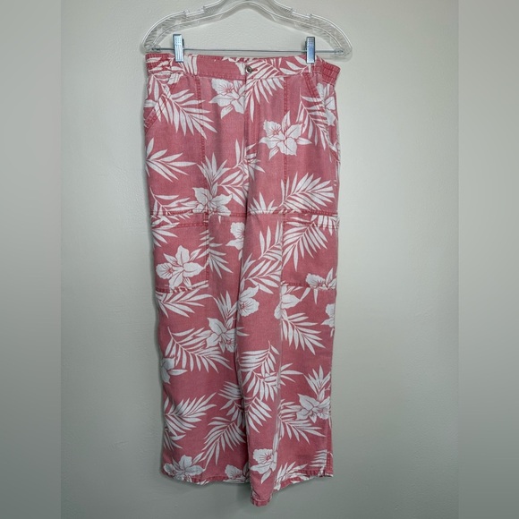 Chico's Vintage 2 Piece Set Jacket Pants Distress Linen Tropical Print Sz Large - Picture 4 of 13